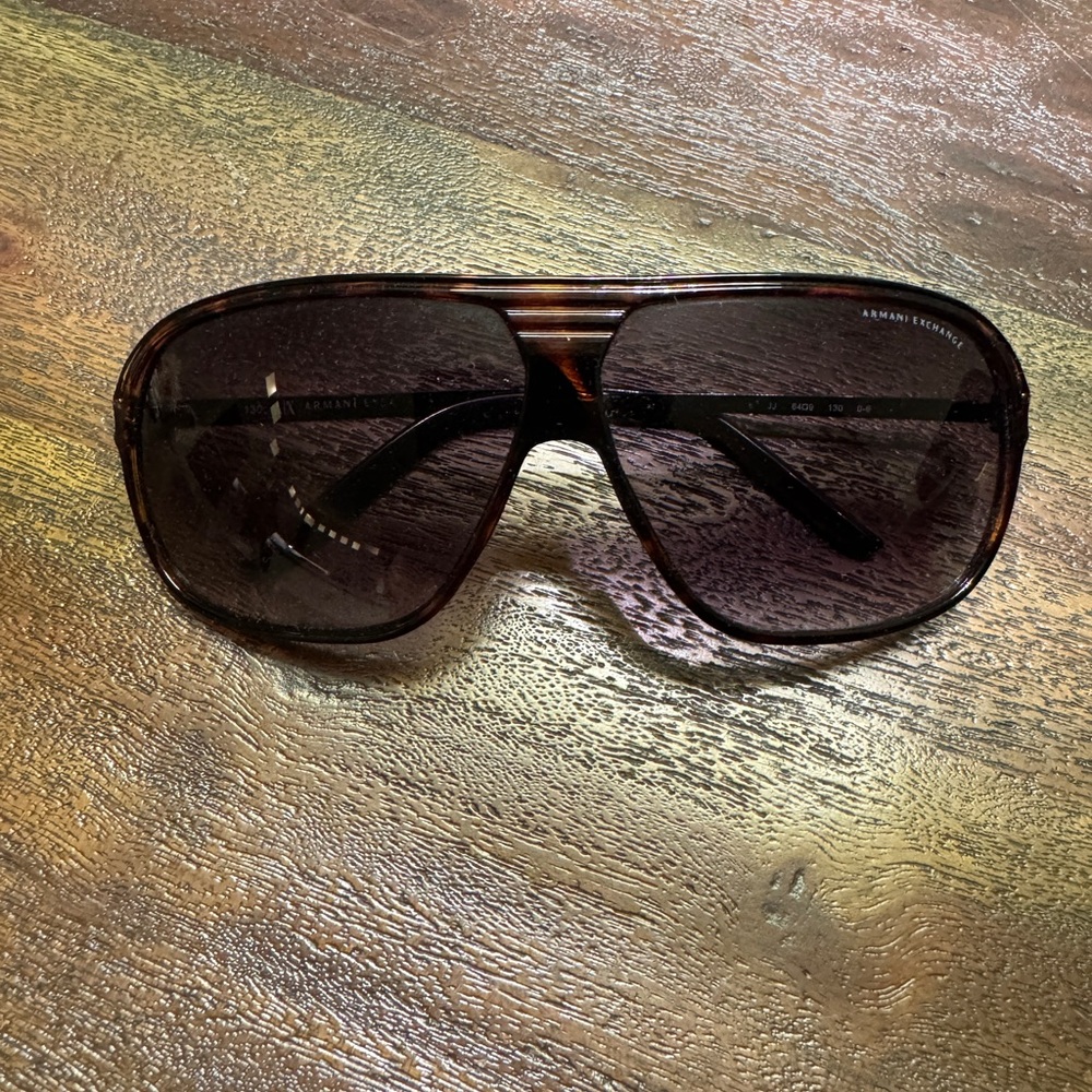 Armani Exchange Brown Tortoiseshell Aviator Sunglasses